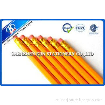 Yellow Hexagonal Wooden Graphite Pencil Set With Eraser For